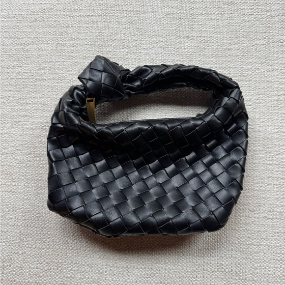 Black Woven Leather Handbag - Picture 2 of 5